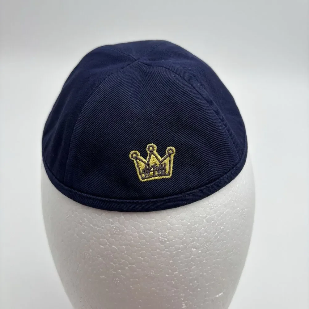 Kippah Navy Blue Crown Embroidered Jewish Yarmulke Kippah Size 3 TYH Nation